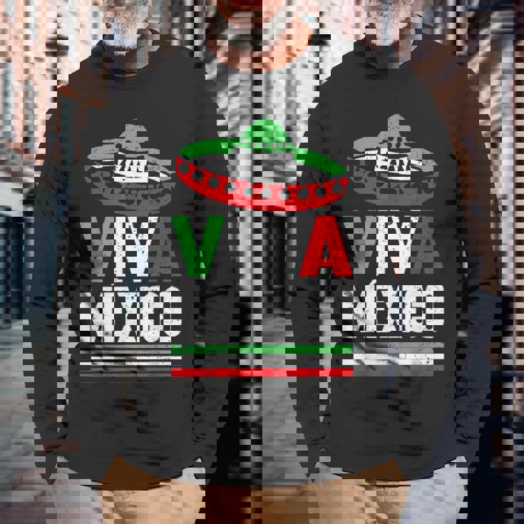 Viva Mexico 帽子デザイン メキシコ国旗カラー メキシコ人向け 長袖Tシャツ 高齢者への贈り物