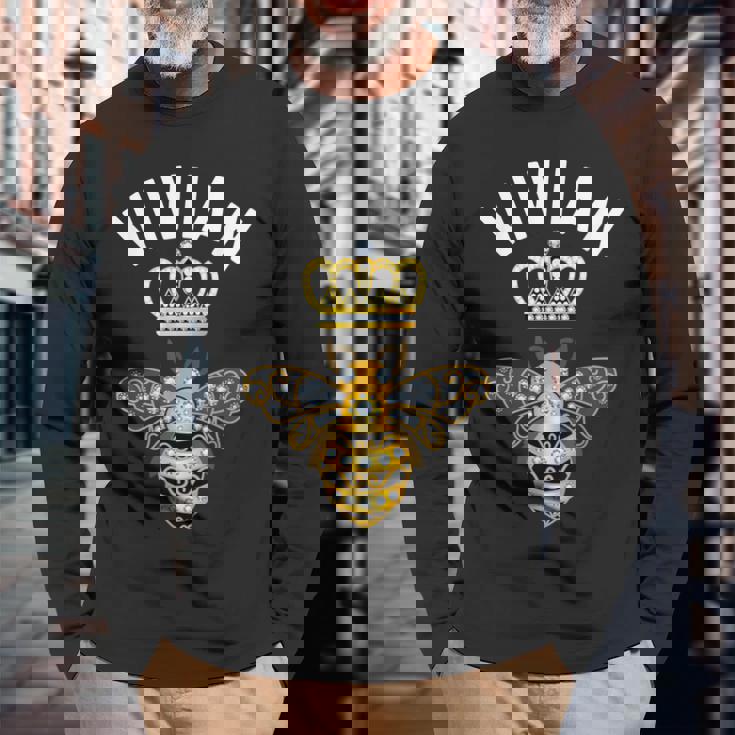 Vivian 名前ivian 誕生日 ギフト 女王 王冠 蜂 ヴィヴィアン 長袖Tシャツ 高齢者への贈り物