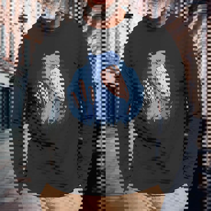 Vxl ハシビロコウ 鳥類 鳥類学者 ホエールビル 動物 長袖Tシャツ 高齢者への贈り物