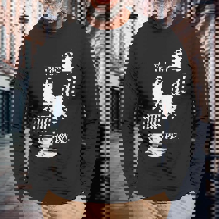 We're All Mad Here 不思議の国のアリスtシャツデザイン 長袖Tシャツ 高齢者への贈り物