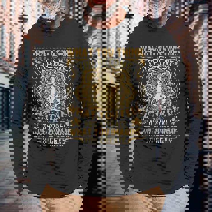 What You Think You Become ブッダシャツ ブッダtシャツ 長袖Tシャツ 高齢者への贈り物