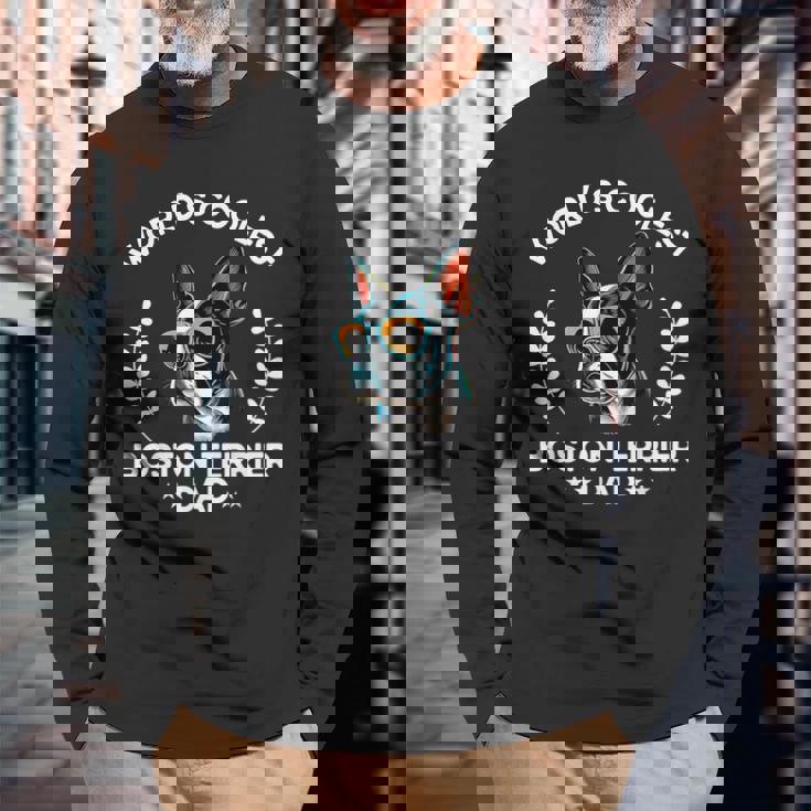 World's Coolest Dog Dad Papa メンズ ボストンテリア 長袖Tシャツ 高齢者への贈り物