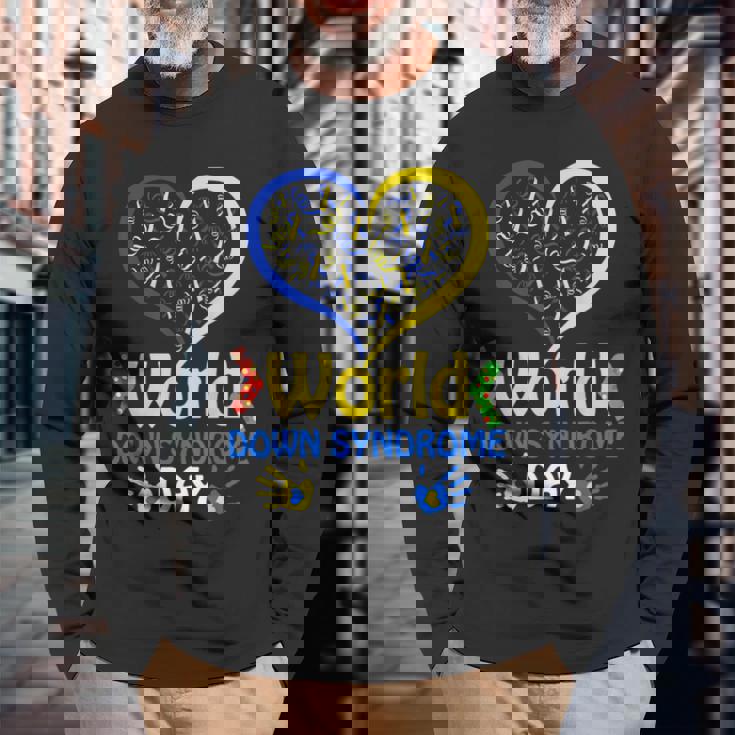 World Downyndrome Day Upport And Awareness 321 長袖Tシャツ 高齢者への贈り物