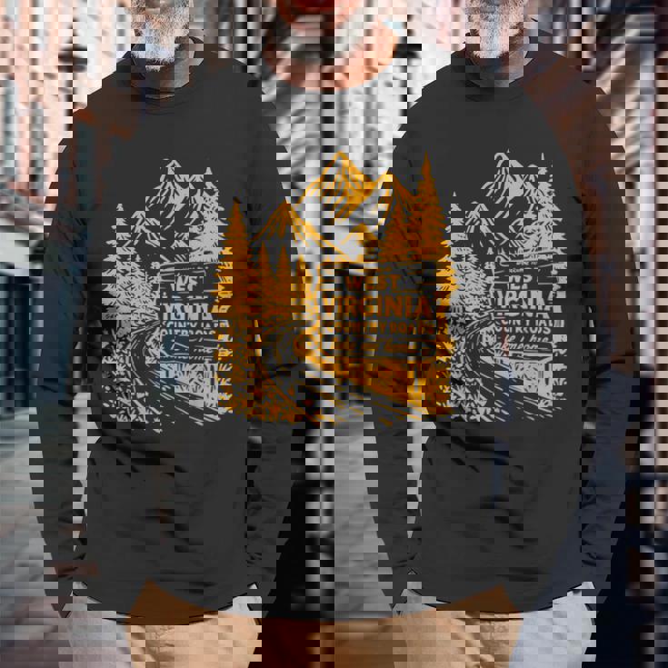 Wv ミニマリストヴィンテージウェストバージニア州生まれ育ち地元をご覧ください 長袖Tシャツ 高齢者への贈り物