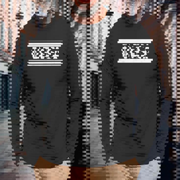 「Nagisa」ヘボン式「なぎさ」「ナギサ」下の名前 ローマ字 名入れ 名乗り ラテン文字 綴り 長袖Tシャツ 高齢者への贈り物