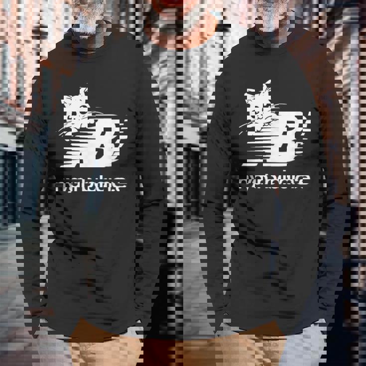 「Nyan Balance」ニャンバランス グラフィック かわいい ねこ 長袖Tシャツ 高齢者への贈り物