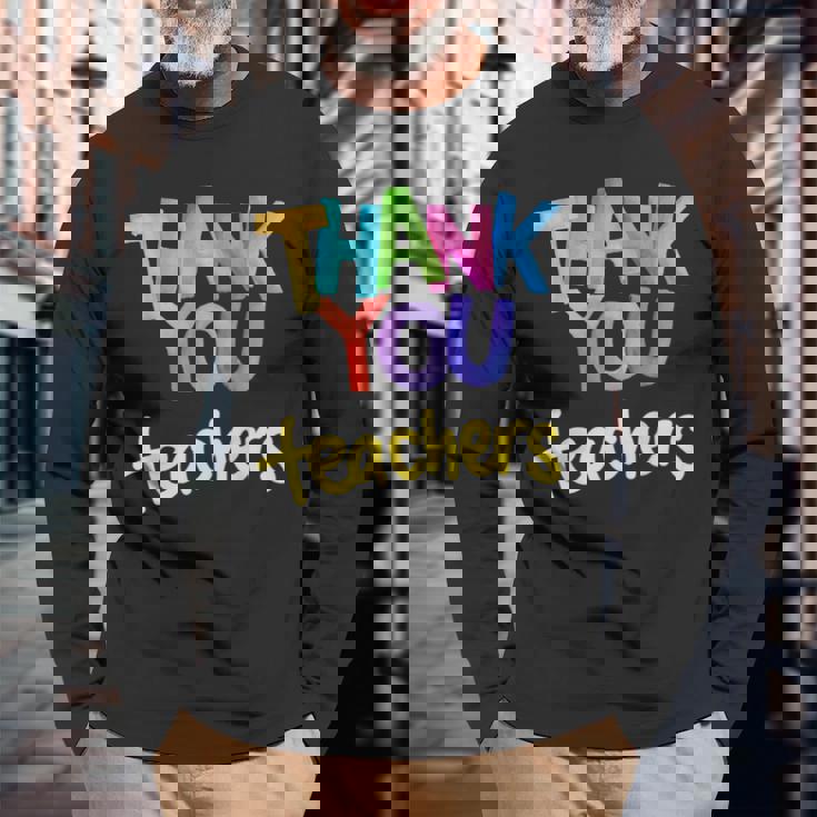 ありがとう 先生 感謝 卒業 長袖Tシャツ 高齢者への贈り物