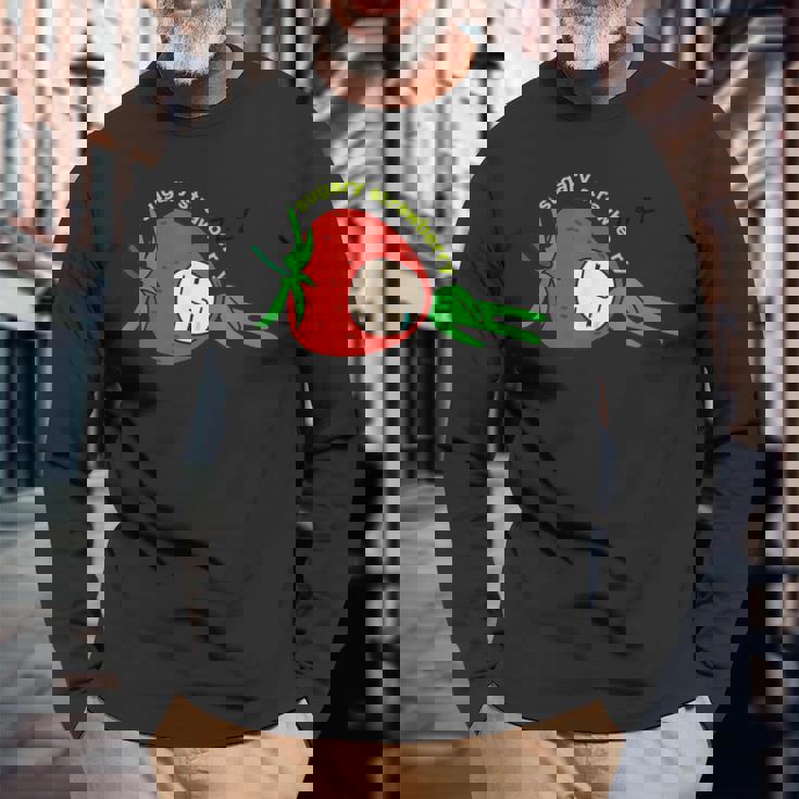 いちごグッズ イチゴイラスト いちご 果物 苺 おもしろ 長袖Tシャツ 高齢者への贈り物