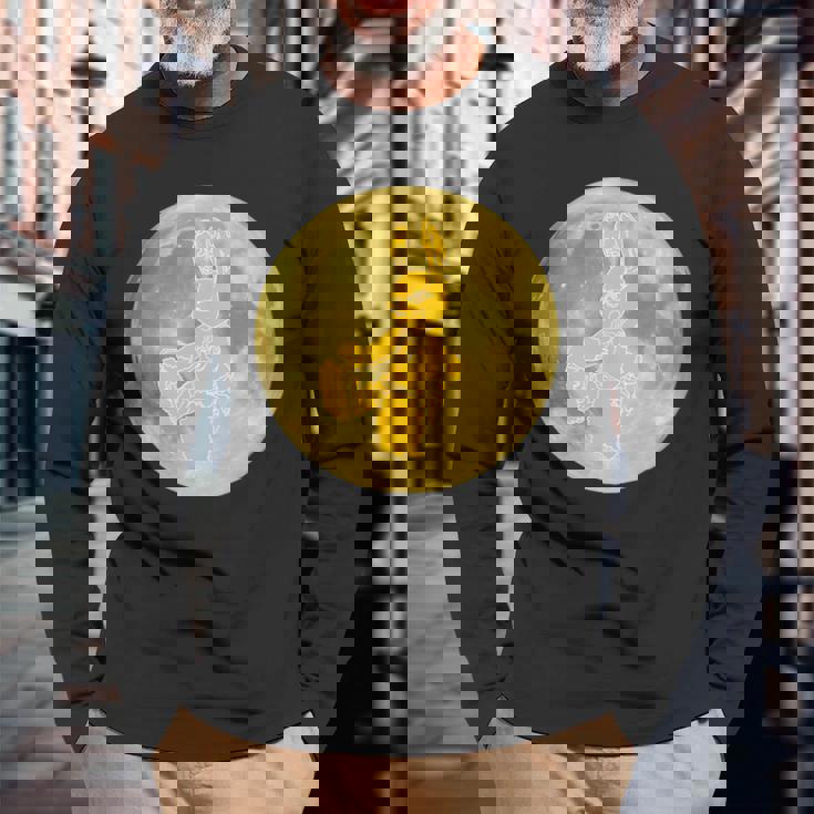 うさぎ星人 On The Yellow Moon 長袖Tシャツ 高齢者への贈り物