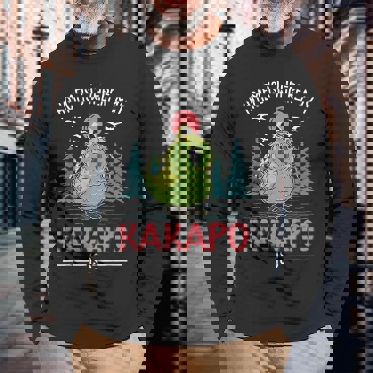 おうちは私のカカポがカカポ 長袖Tシャツ 高齢者への贈り物