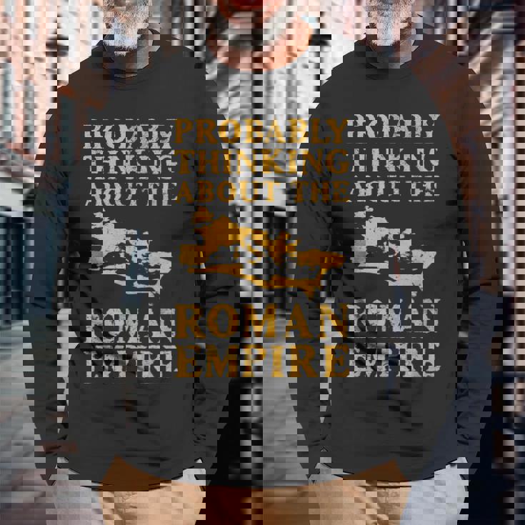 おそらくローマ帝国について考える 古代ローマ地図 長袖Tシャツ 高齢者への贈り物