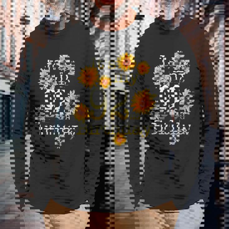 かわいいひまわり 92歳の誕生日 92歳の誕生日 長袖tシャツ 長袖Tシャツ 高齢者への贈り物