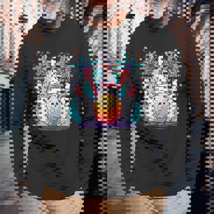 かわいいボウリングアート I キッズボウリング 長袖Tシャツ 高齢者への贈り物