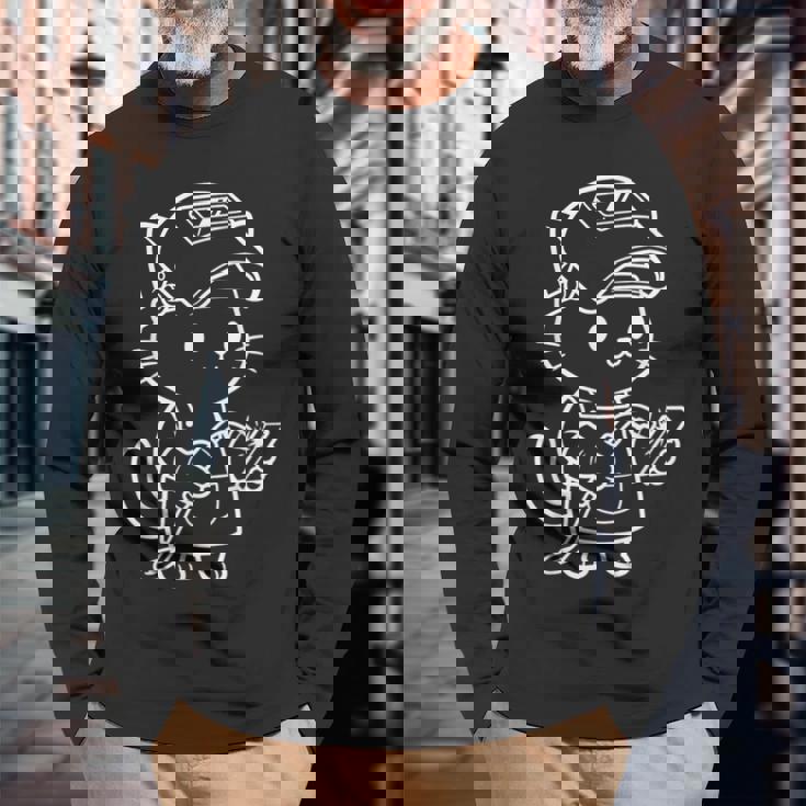 かわいい猫の溶接工 長袖Tシャツ 高齢者への贈り物