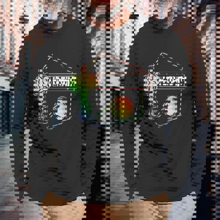 けん玉グッズ ウォーターカラーデザイン 長袖Tシャツ 高齢者への贈り物