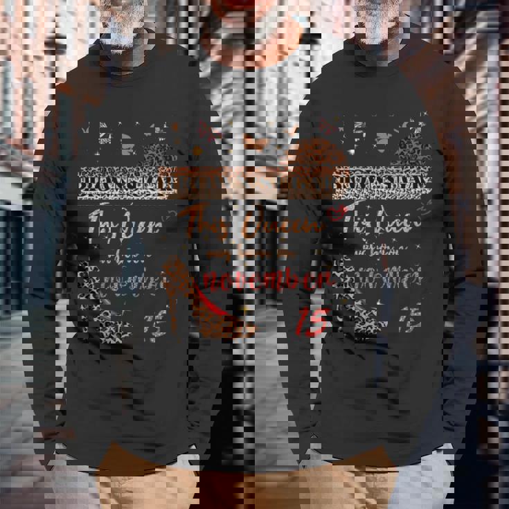 この女王は11月15日の誕生日ブラウンシュガーで生まれました。 長袖tシャツ 長袖Tシャツ 高齢者への贈り物
