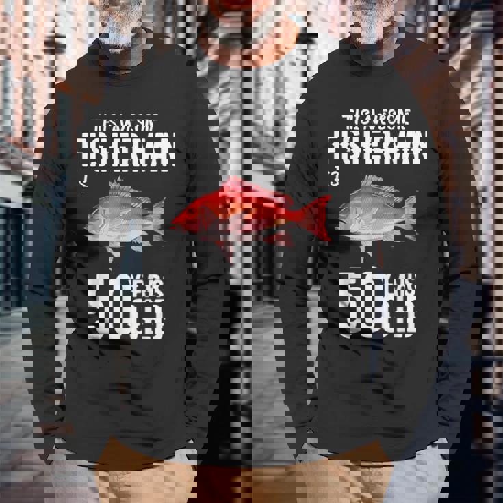 メンズ この金目鯛漁師は50歳50歳の誕生日です 長袖Tシャツ 高齢者への贈り物