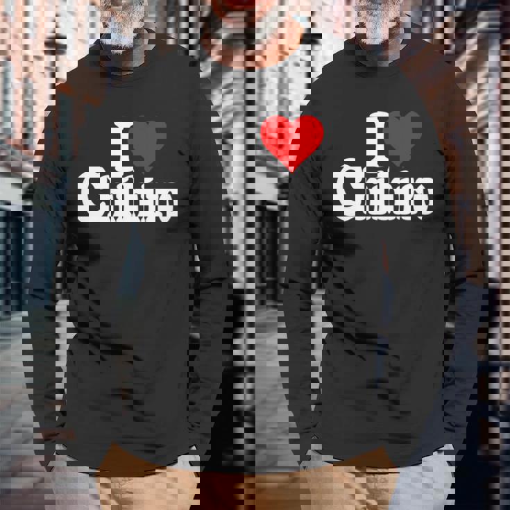 にハートのちひろの名前が大好き 長袖tシャツ 長袖Tシャツ 高齢者への贈り物