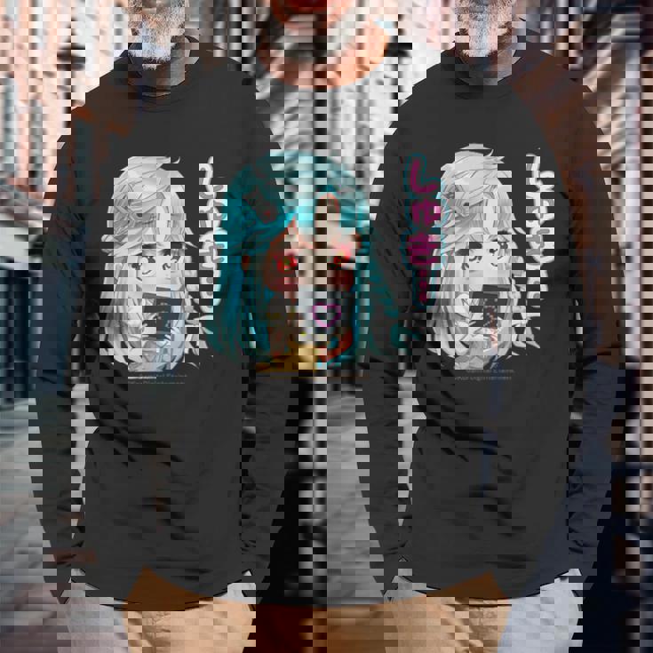 ひなビタスタンプ 心菜02「しゅき…」 長袖Tシャツ 高齢者への贈り物