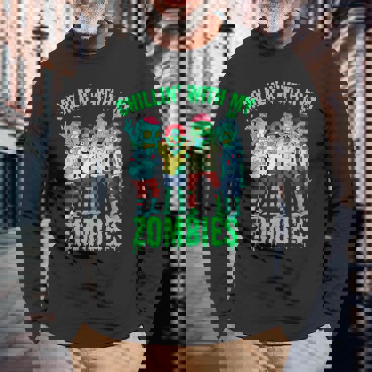 まったりもゾンビハロウィーン少年キッズギフトゾンビ 長袖Tシャツ 高齢者への贈り物