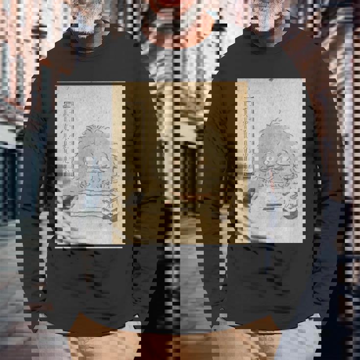 もじやもじや【日本の妖怪シリーズ】 長袖tシャツ 長袖Tシャツ 高齢者への贈り物