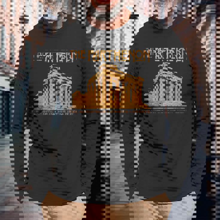 アクロポリスのパルテノン神殿 アテネ ギリシャ 長袖Tシャツ 高齢者への贈り物