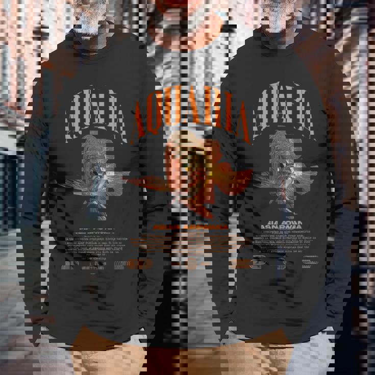 アジアン アロワナ モンスター フィッシュ キーパー モダン ストリートウェア 長袖Tシャツ 高齢者への贈り物