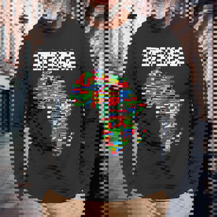 アフリカtシャツ 誇り高きアフリカ国旗大陸愛 長袖Tシャツ 高齢者への贈り物