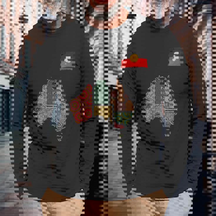 アボリジニ・アート・オーストラリア 長袖Tシャツ 高齢者への贈り物