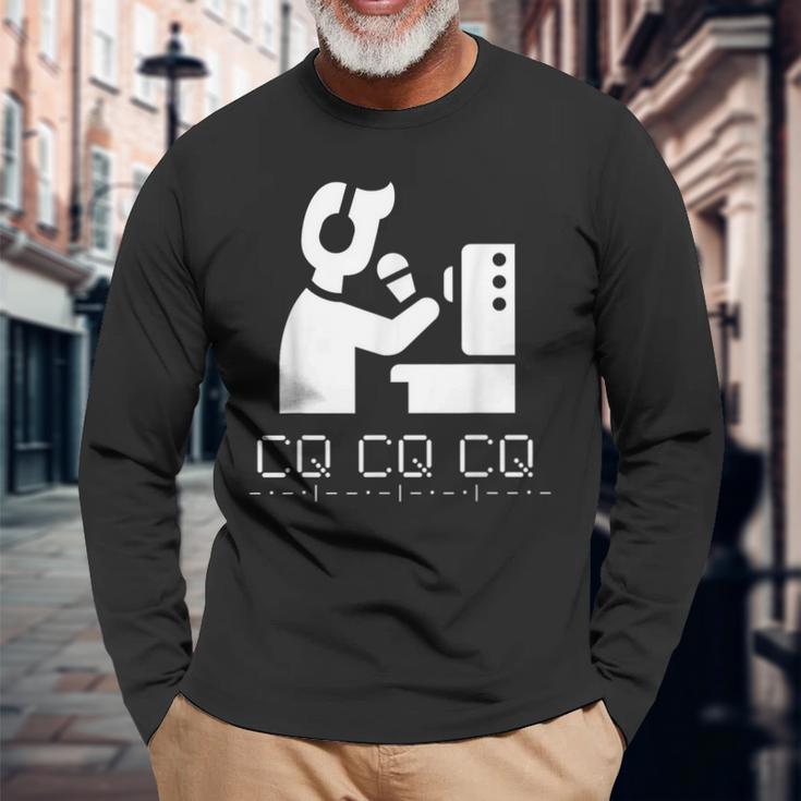 アマチュアハムvhfラジオ、Cq-「メイキングコンタクト」、モールス信号 長袖Tシャツ 高齢者への贈り物