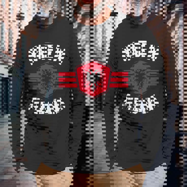 アルバニア アルバニア国旗 長袖tシャツ 長袖Tシャツ 高齢者への贈り物