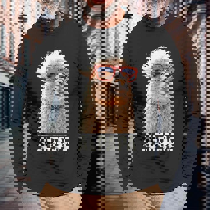 アルパカ・パパ・アルパパ・ラマ・パパ・アルパカ・パパ・ワーター・ワンダリングalpapa 長袖Tシャツ 高齢者への贈り物