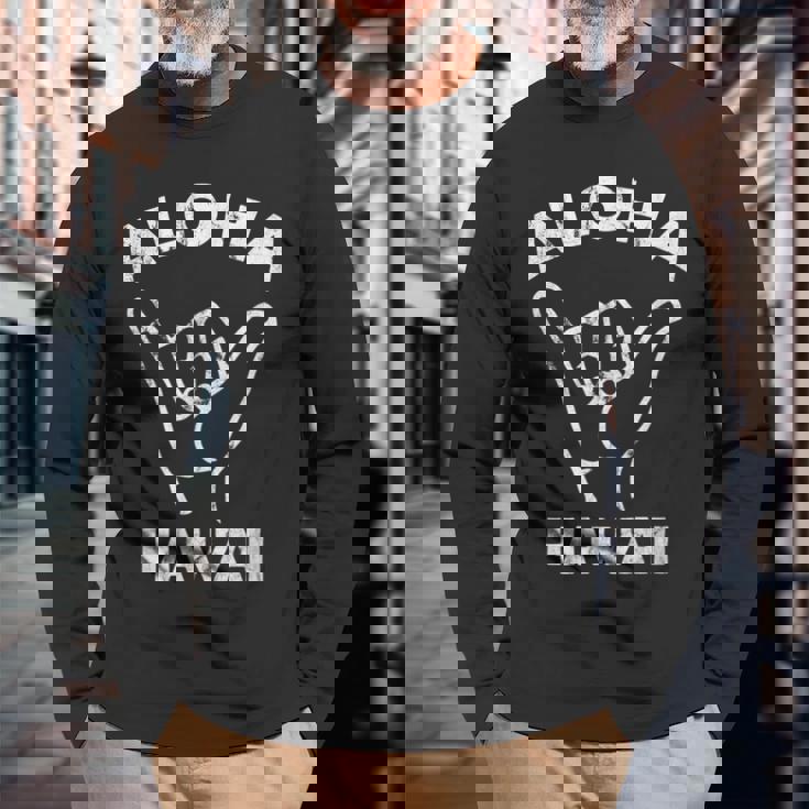 アロハ ハワイ シャカ サイン サーフ 長袖Tシャツ 高齢者への贈り物