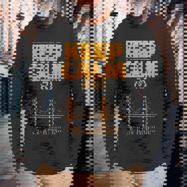 アーキテクチャ サンフランシスコ オーナメント ブリッジ かわいいサンフランシスコ 長袖Tシャツ 高齢者への贈り物