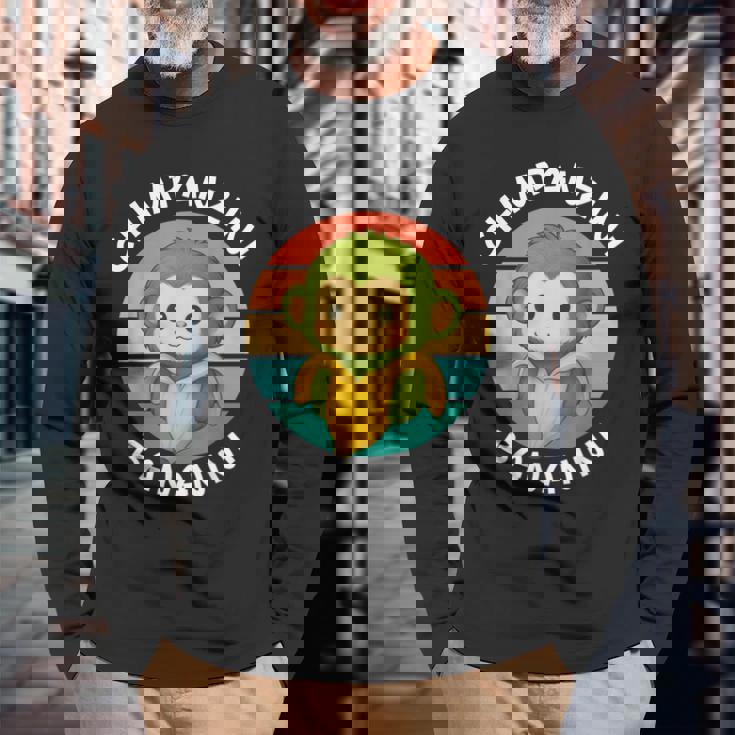 イタリア ブレイン ミーム チンパンジーニ バナニーニ レトロ サンセット キッズ 長袖Tシャツ 高齢者への贈り物