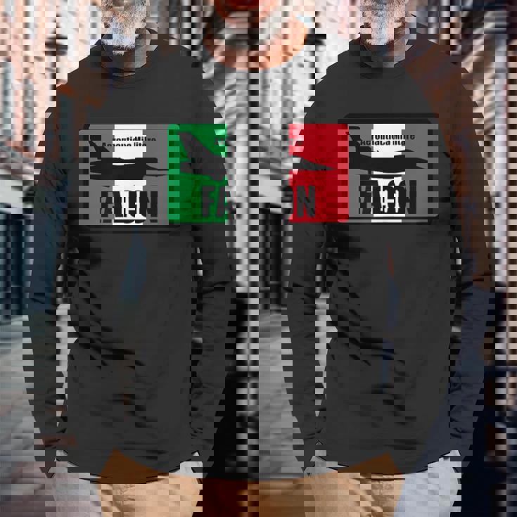 イタリアン F-16 ファルコンパッチ 長袖Tシャツ 高齢者への贈り物