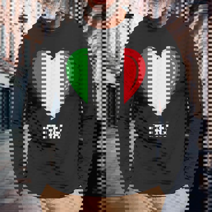 イタリア国旗シャツ 長袖Tシャツ 高齢者への贈り物