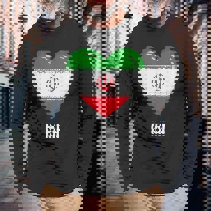 イラン国旗シャツ 長袖Tシャツ 高齢者への贈り物