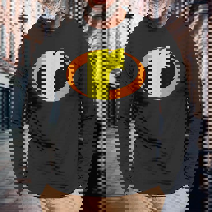 インクレディブル レター R アルファベット スーパーヒーロー キッズ ファミリー 長袖Tシャツ 高齢者への贈り物