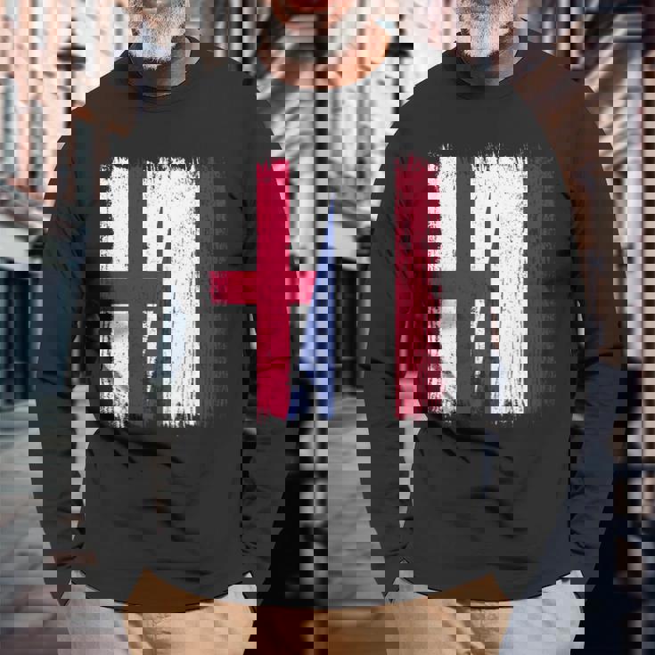 イングランド オランダ ハーフフラッグ イングリッシュ オランダ遺産 長袖tシャツ 長袖Tシャツ 高齢者への贈り物