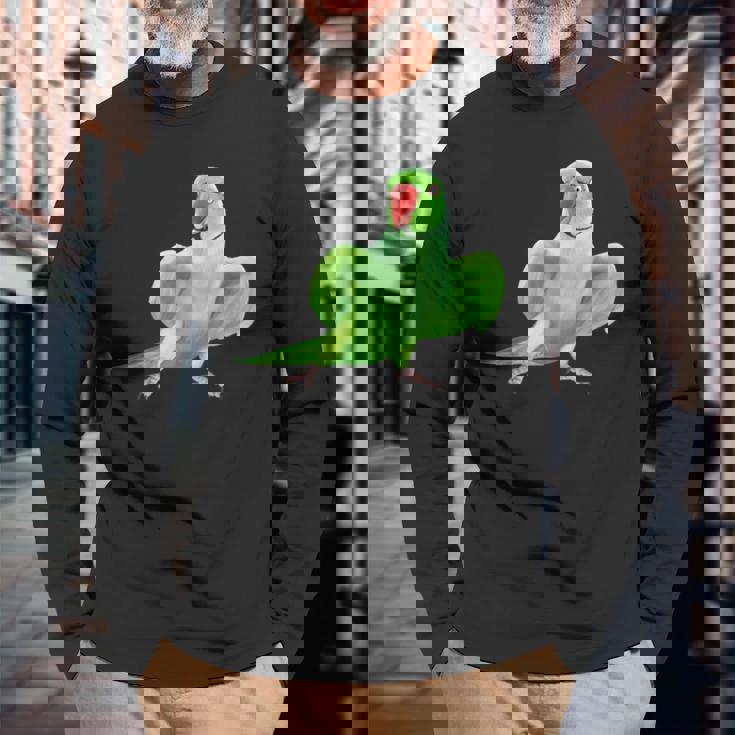 インドのワカケホンセイオウムの鳥 長袖Tシャツ 高齢者への贈り物
