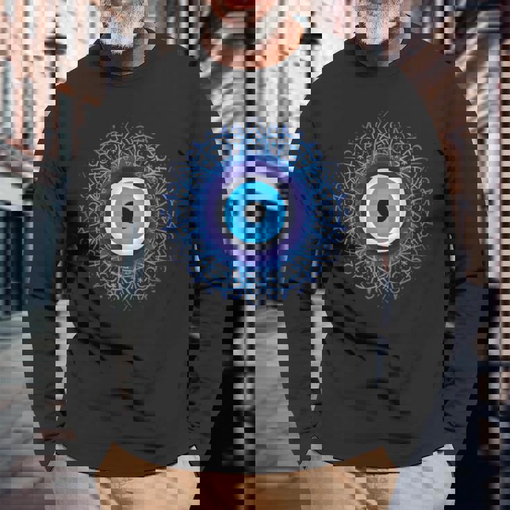 イーブルアイシャツ トルコの目の保護 悪霊 長袖Tシャツ 高齢者への贈り物
