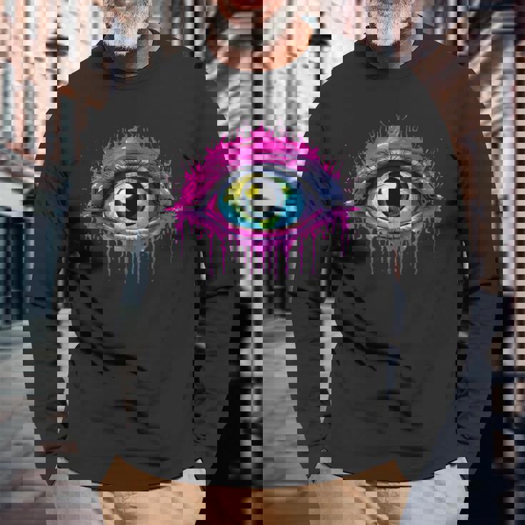 ウィアードコアアイボールドリームコアエステティックグランジエッジィトリッピー 長袖Tシャツ 高齢者への贈り物