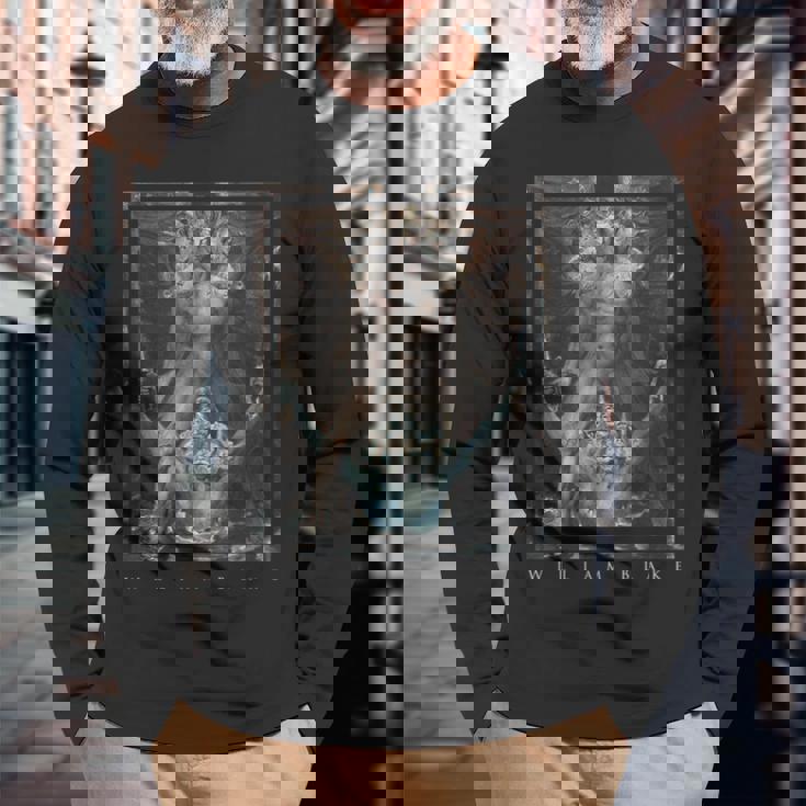 ウィリアム・ブレイク 赤い竜と海から来た獣 William Blake Red Dragon Beastea 長袖Tシャツ 高齢者への贈り物