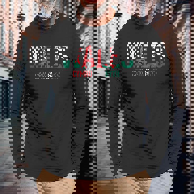 ウェールズ ラグビー フラッグ ウェールズ 長袖Tシャツ 高齢者への贈り物