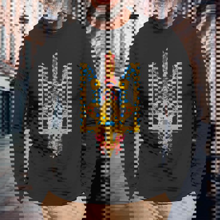 ウクライナ Trysub ヒマワリ レトロ フローラル ウクライナyshyvanka 長袖tシャツ 長袖Tシャツ 高齢者への贈り物