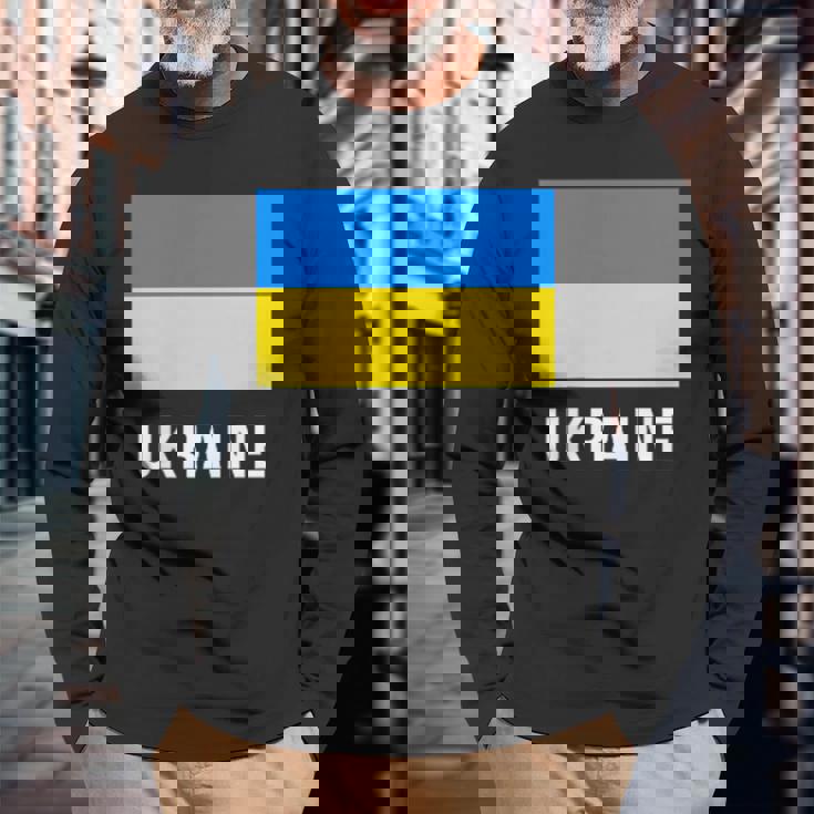 ウクライナの国旗 長袖Tシャツ 高齢者への贈り物