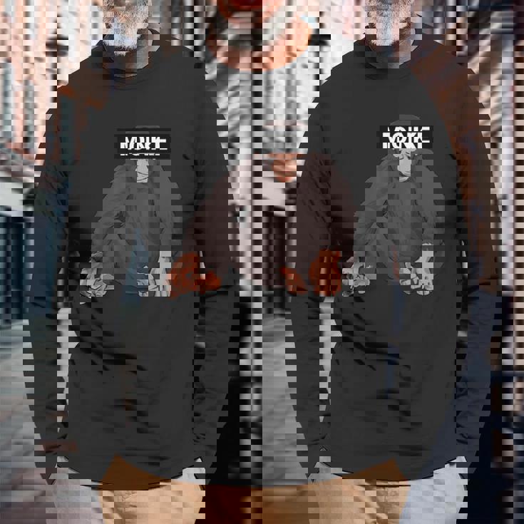 エステティック・モンク・ミーム・ファニー・モンキー・ラバー 長袖Tシャツ 高齢者への贈り物