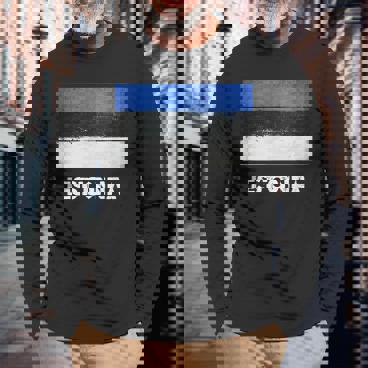 エストニア国旗tシャツ 長袖Tシャツ 高齢者への贈り物