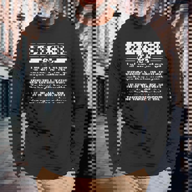 エゼキエル書第25章17節 長袖tシャツ 長袖Tシャツ 高齢者への贈り物